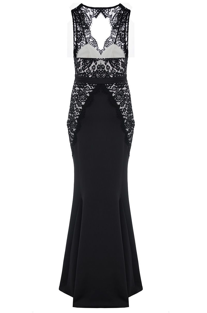 quiz black sequin fishtail maxi dress