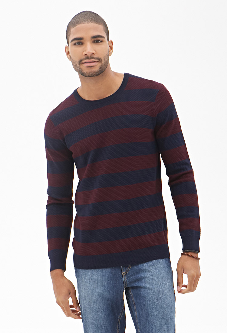Lyst - Forever 21 Rugby Striped Sweater in Blue for Men