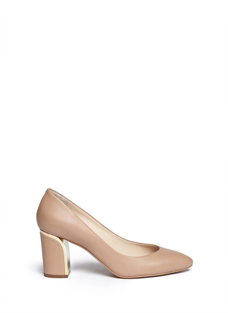 Chloé Metal Plate Heel Leather Pumps in Natural - Lyst