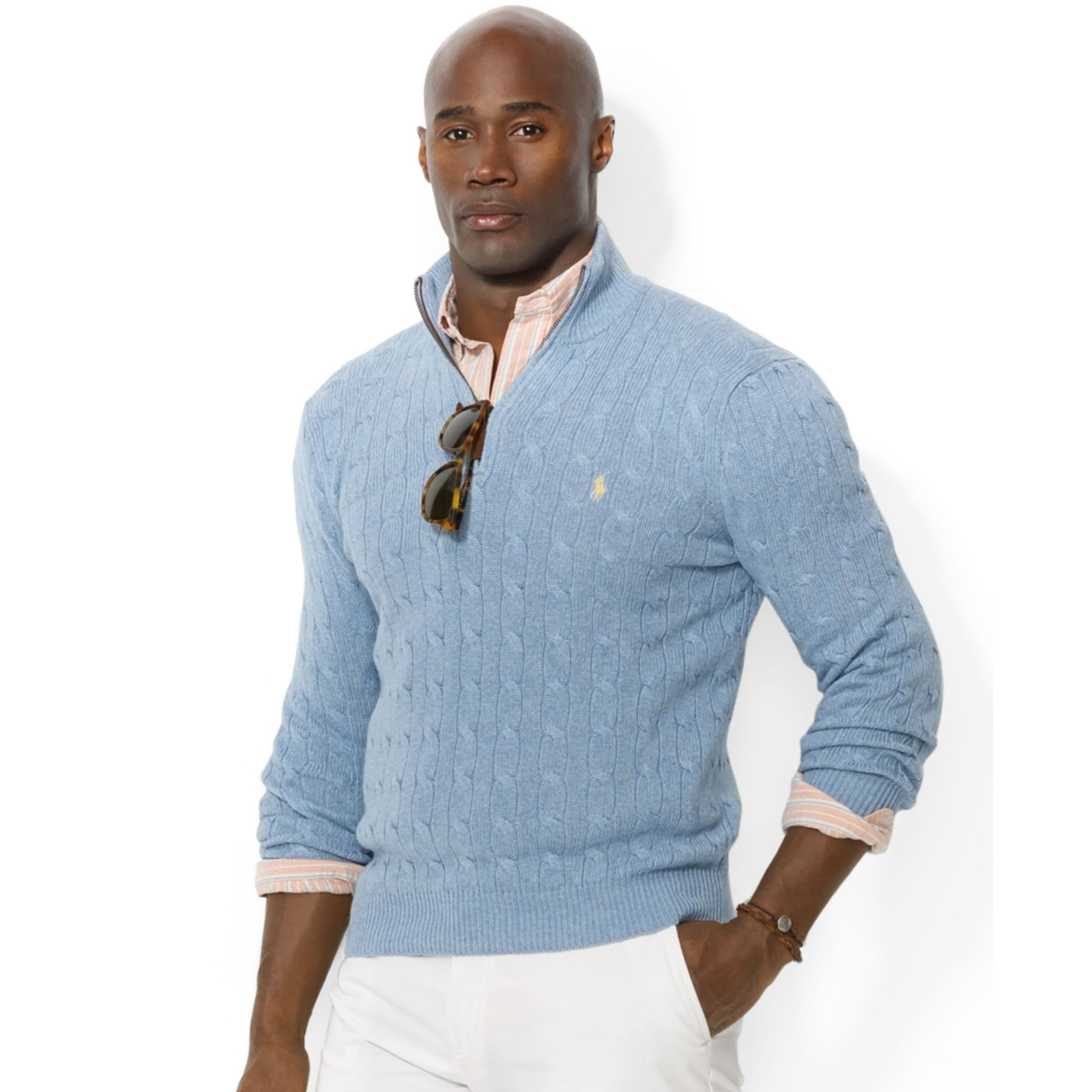 ralph lauren half zip waffle knit jumper