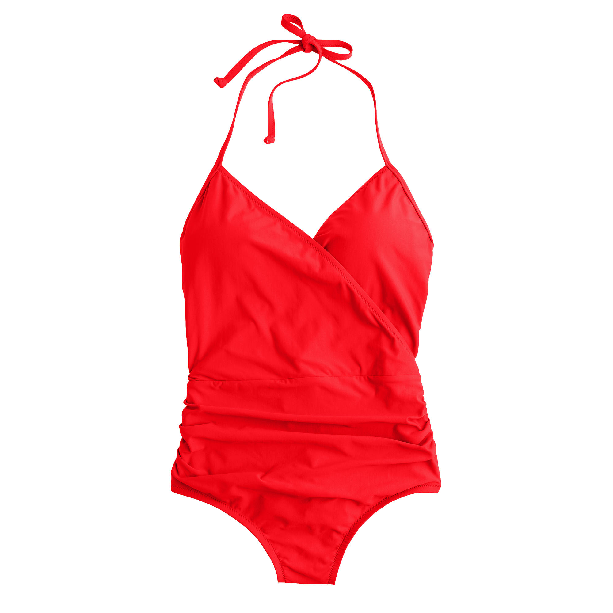 J.crew Halter Wrap One-piece Swimsuit in Red (belvedere red) | Lyst