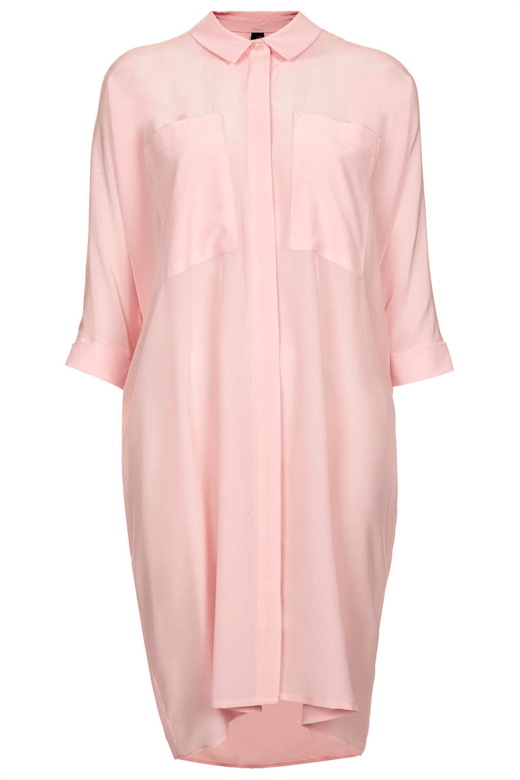 pink silk shirt dress