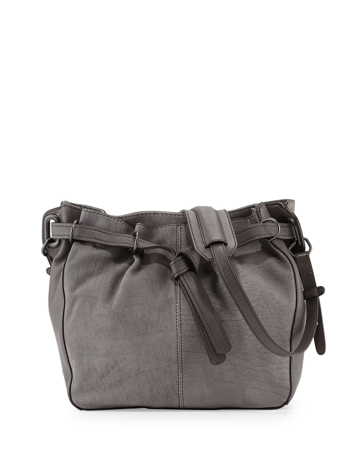 Kooba Bailey Two-Tone Leather Bucket Bag in Grey (Gray) - Lyst