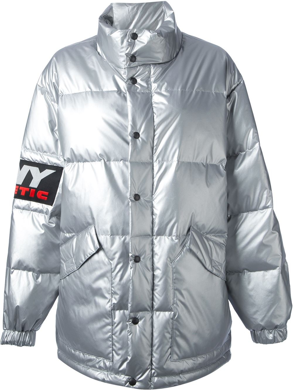 dkny silver puffer jacket