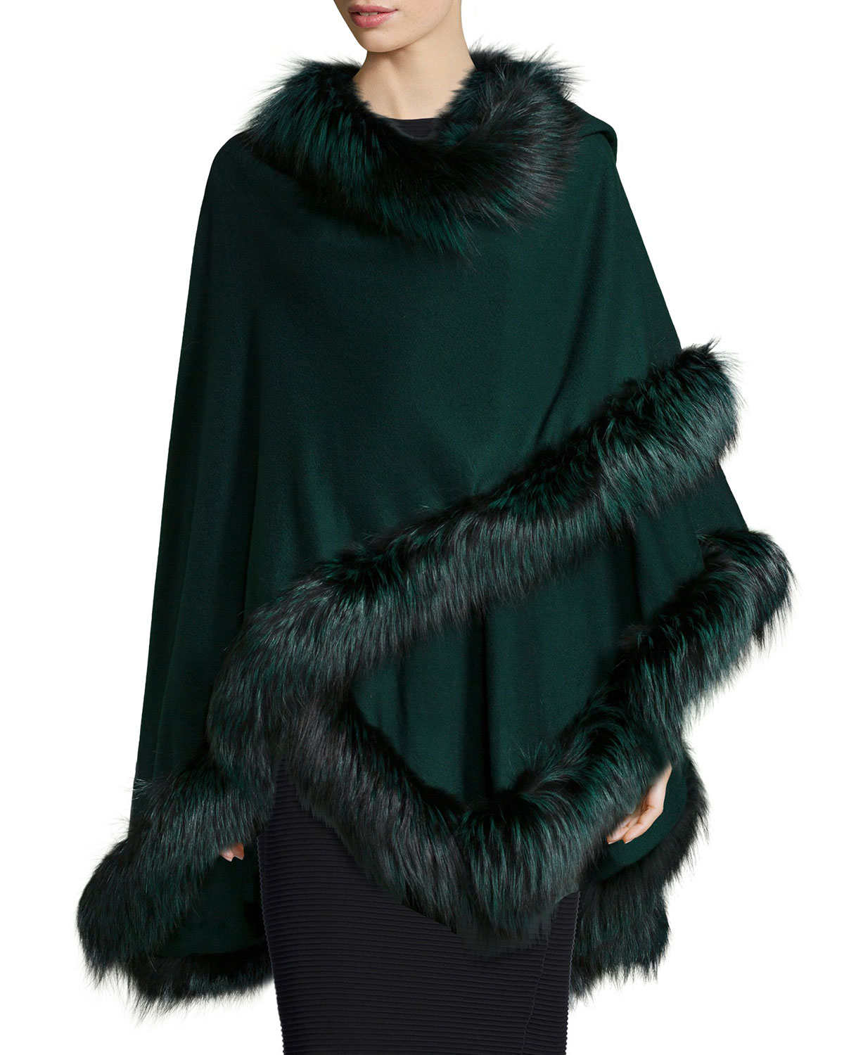 green fur cape