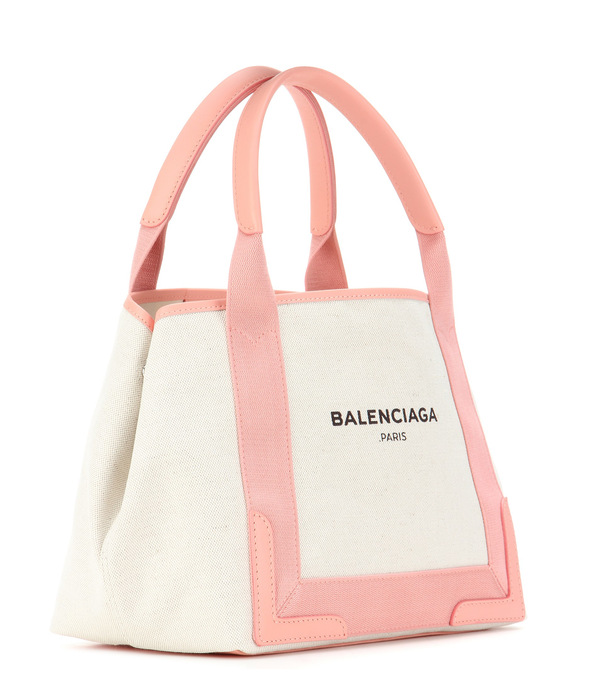 Balenciaga Navy Cabas S Canvas And Leather Shopper in Pink | Lyst