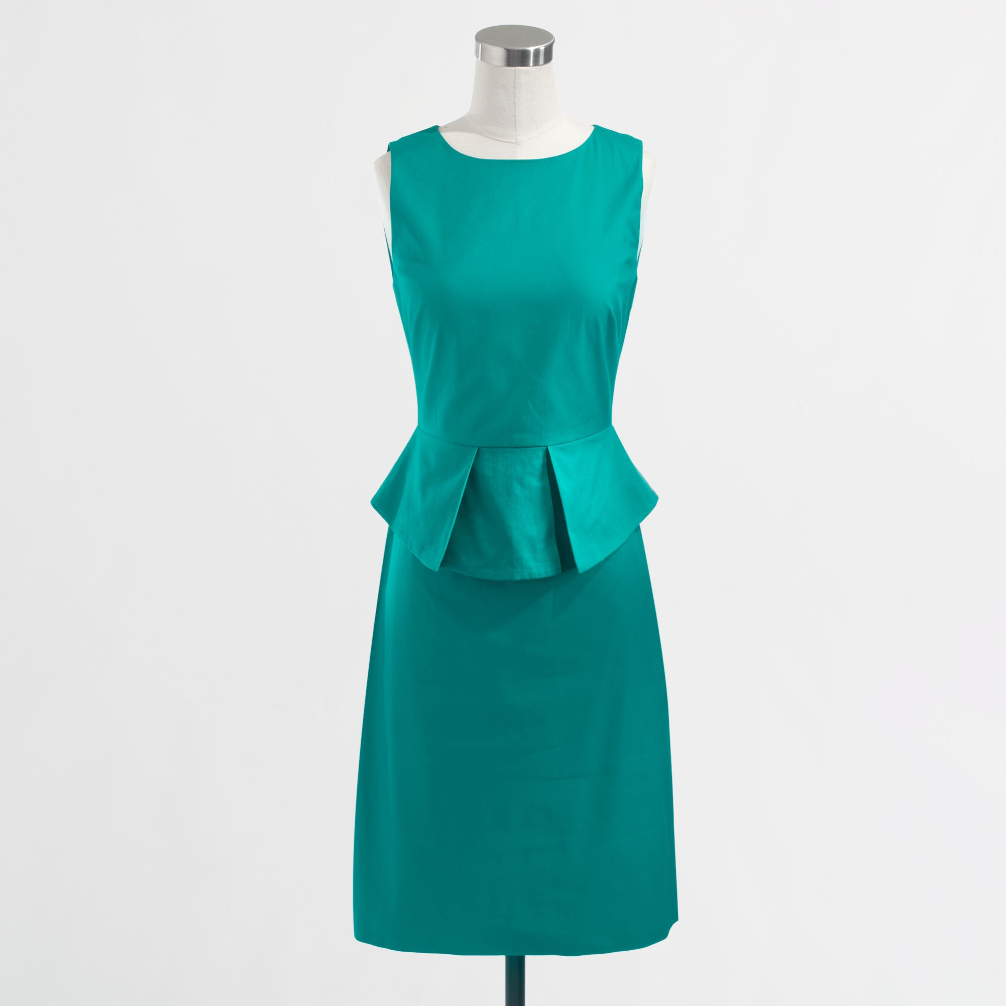 Lyst J.Crew Factory Stretch Cotton Peplum Dress in Green