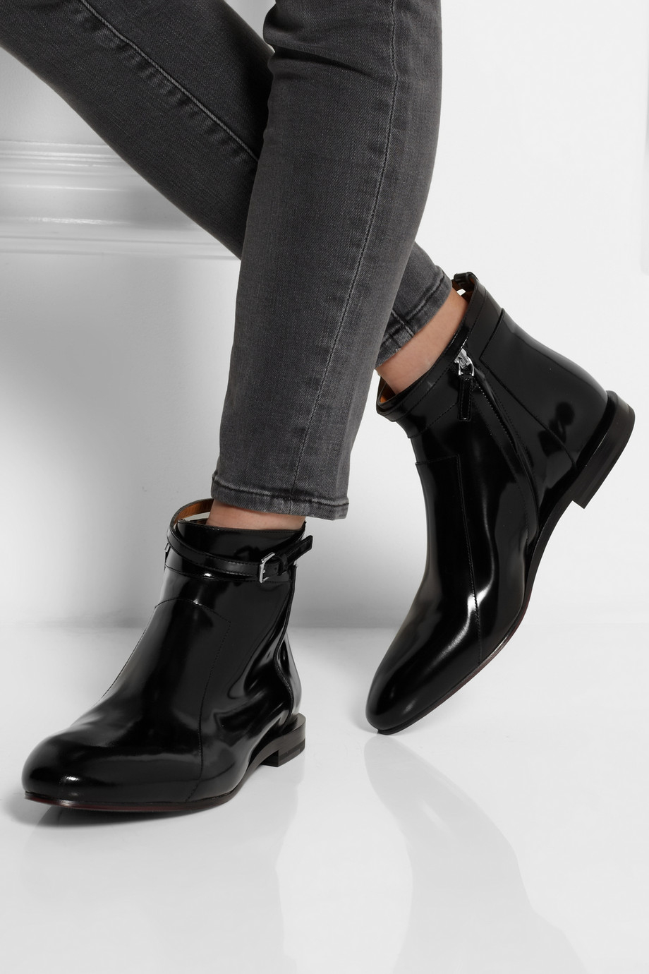 patent leather ankle boot