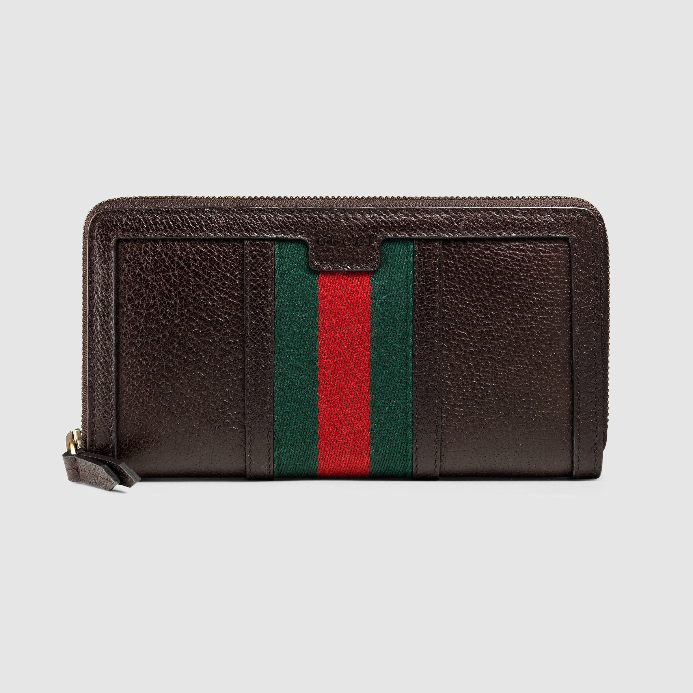 Gucci Vintage Web Leather Wallet in Brown | Lyst