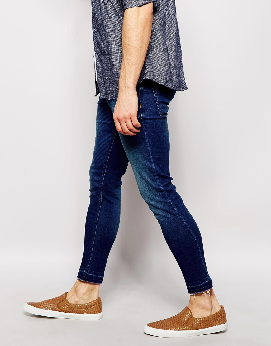 mens raw hem skinny jeans