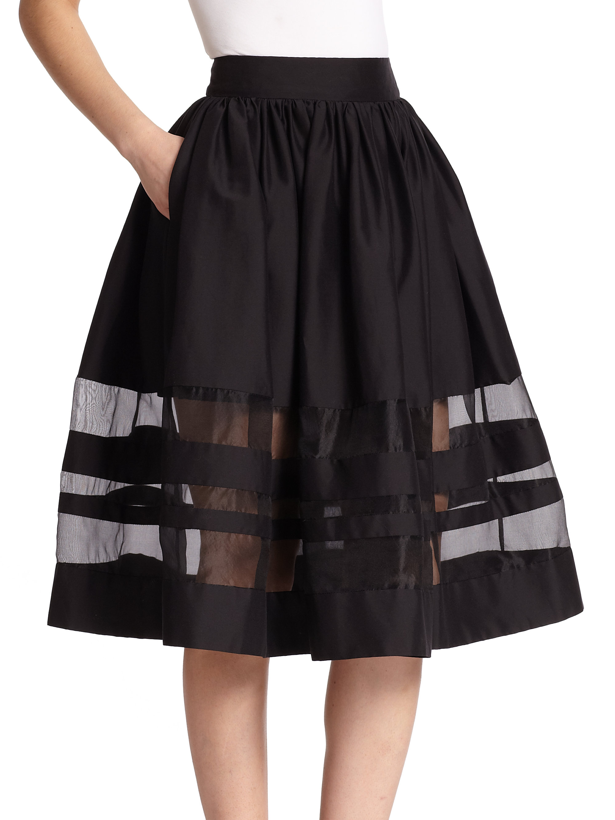 Lyst - Alice + Olivia Misty Midi Skirt in Black