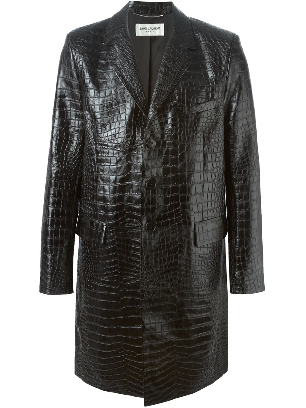 Saint Laurent Crocodile Embossed Coat in Black for Men Lyst