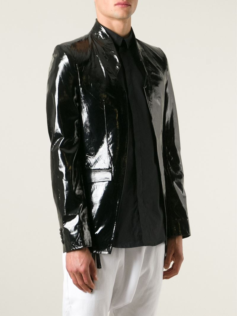Mens shiny leather jacket deals