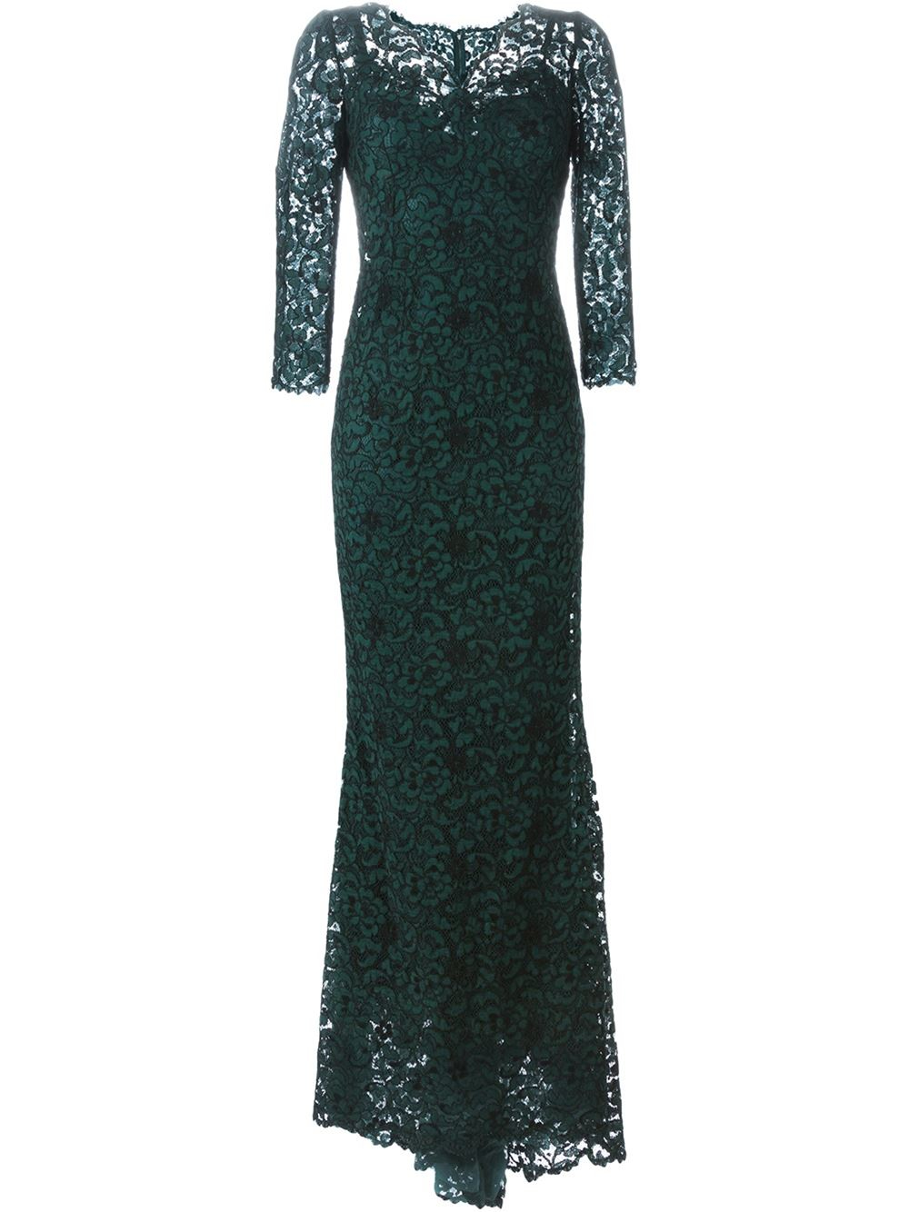 Dolce & gabbana Floral Lace Evening Gown in Green | Lyst