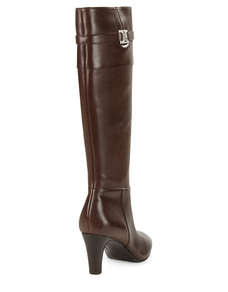 Lyst Lauren By Ralph Lauren Sula Leather Knee High Boots In Brown