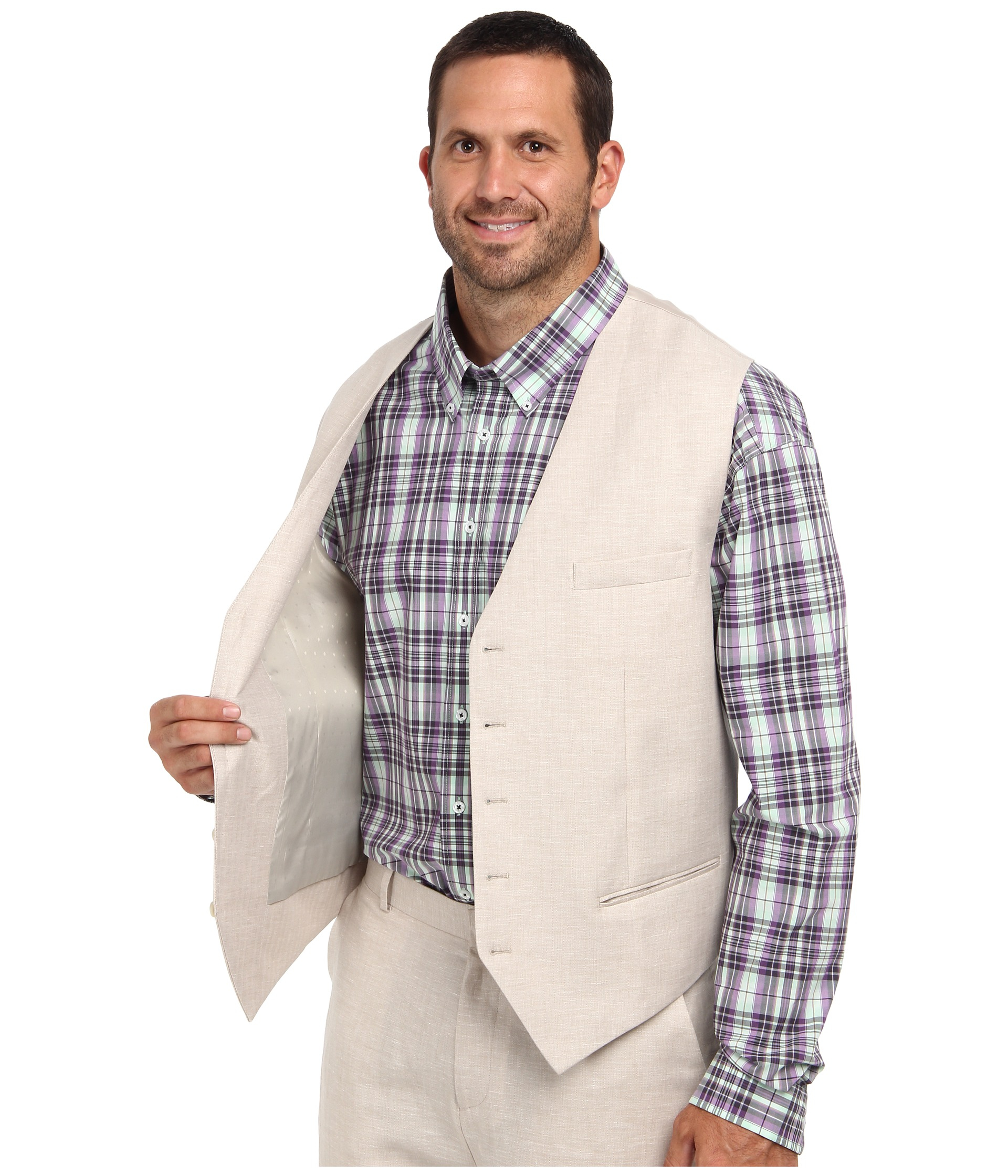 Perry Ellis Mens Big and Tall Linen Suit Vest Perry Ellis Men's Sportswear 4AHV4650
