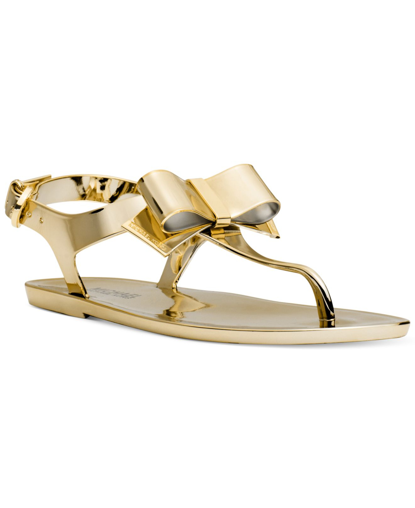 Michael kors Michael Kayden Jelly Thong Sandals in Gold | Lyst