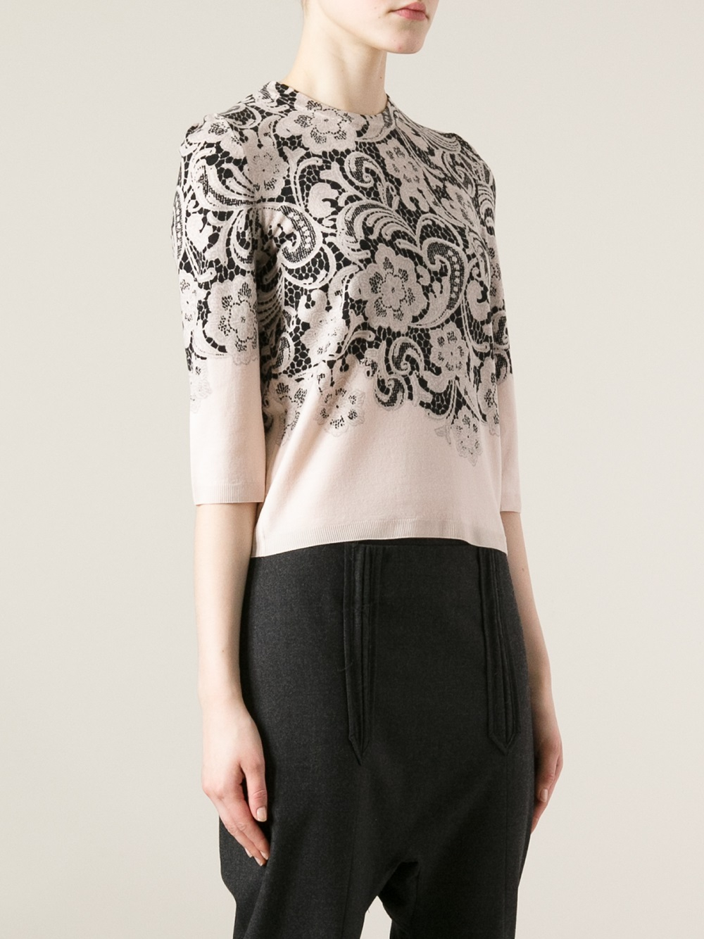 Lyst - Dolce & Gabbana Floral Lace Sweater in Pink