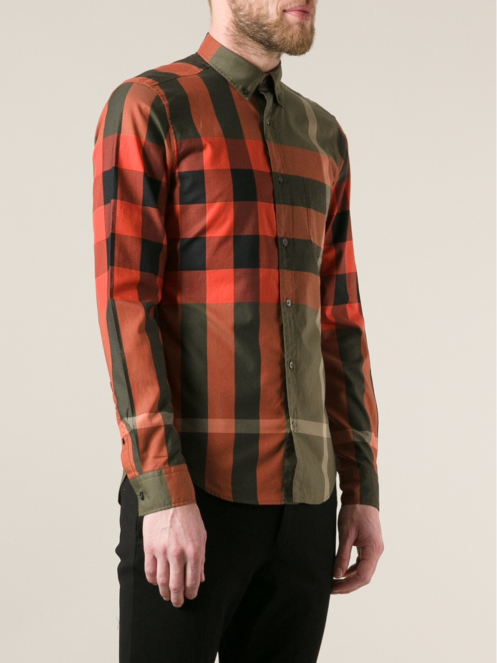 burberry green check shirt