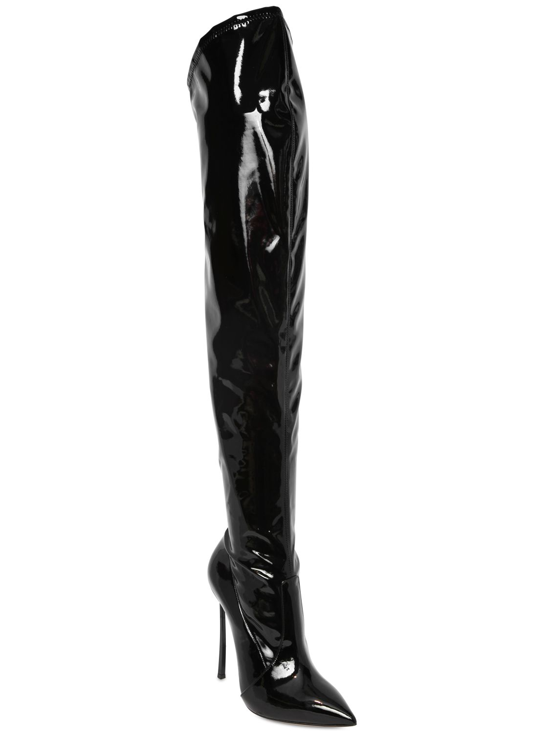 Casadei 115mm Naplak Patent Leather Boots in Black | Lyst