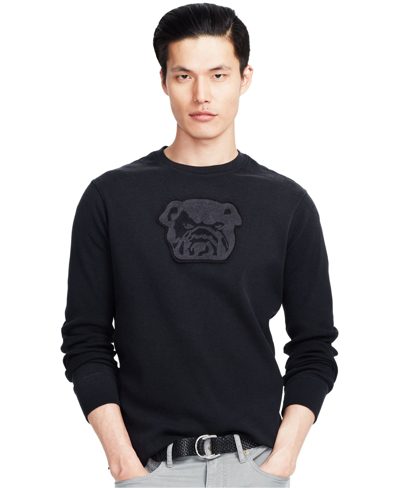 Polo Ralph Lauren Bulldog Jersey Pullover in Black for Men - Lyst