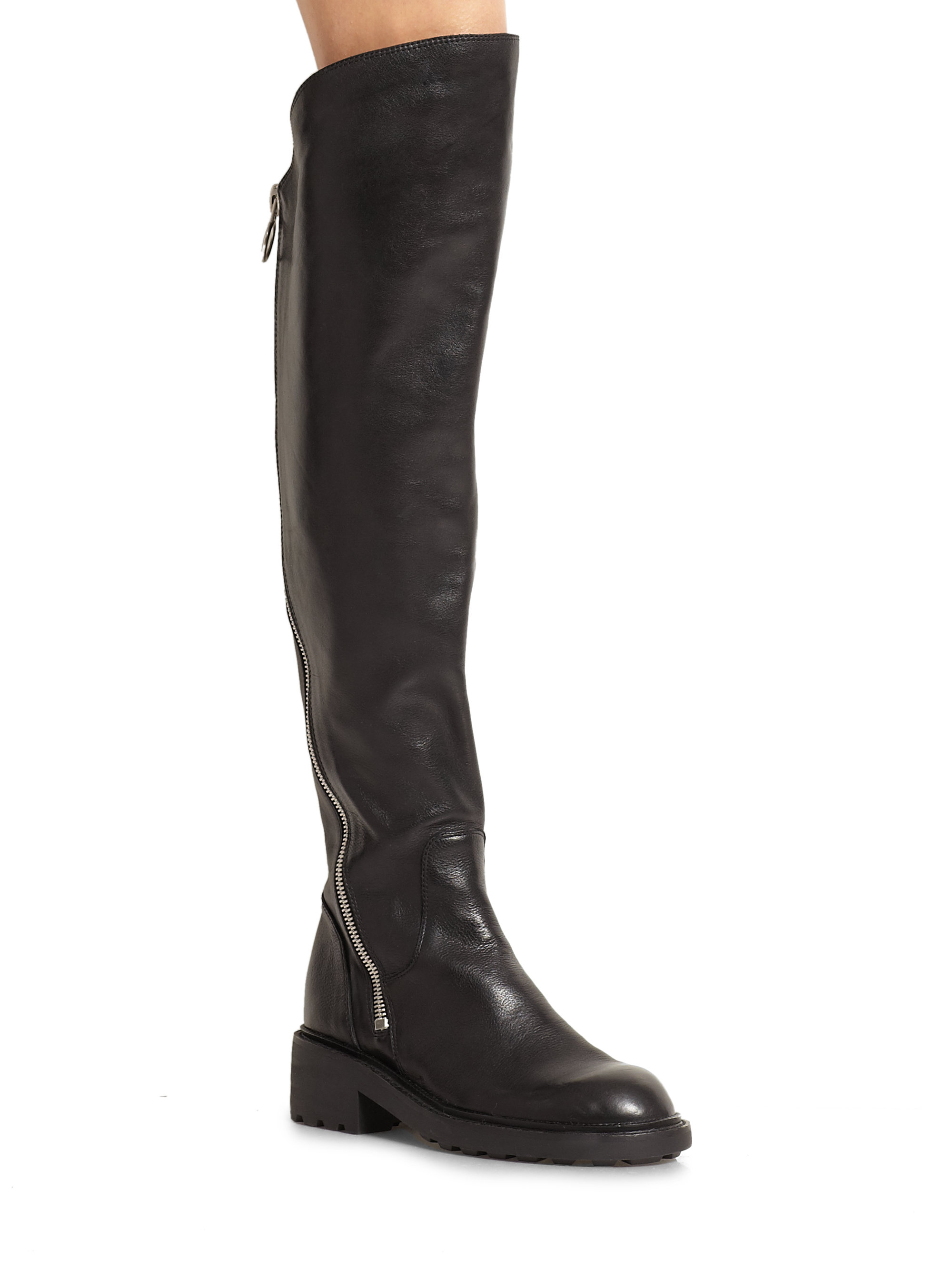 Ash Seven Leather Over-The-Knee Zipper Boots in Black - Lyst