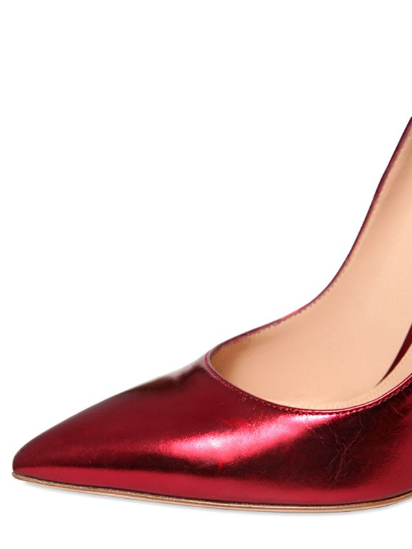 Gianvito Rossi 100mm Metallic Leather Pumps in Red Lyst