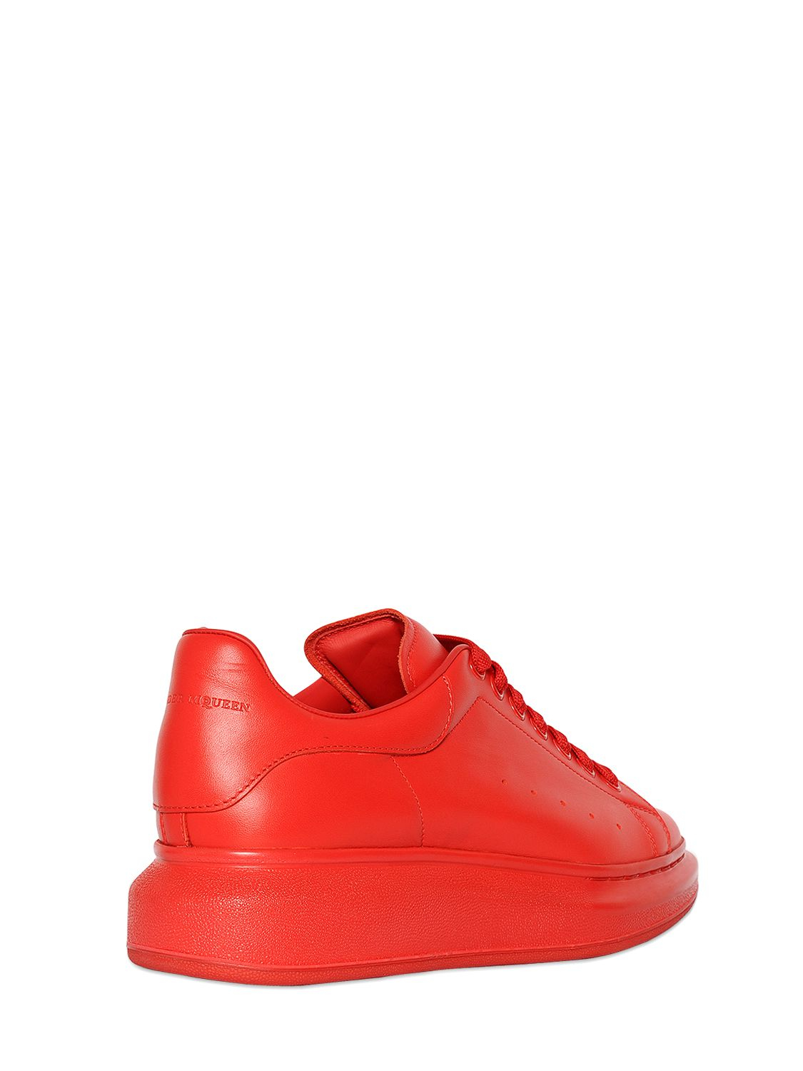 Alexander McQueen Exaggerated-sole Leather Sneakers in Red for Men - Lyst