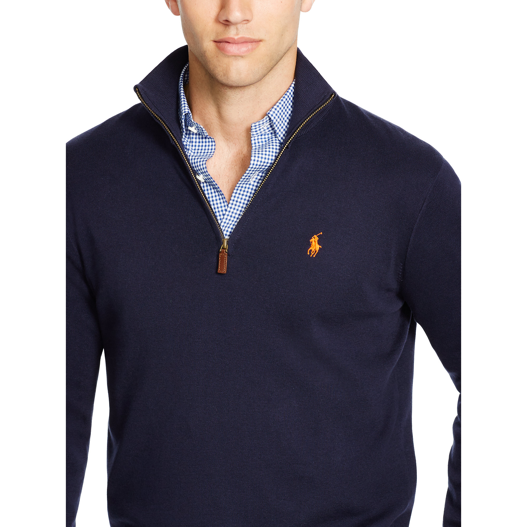 Polo ralph lauren Pima Cotton Half-zip Sweater in Blue for Men | Lyst