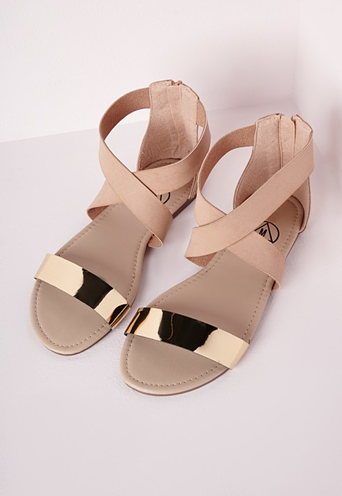 gold crossover sandals