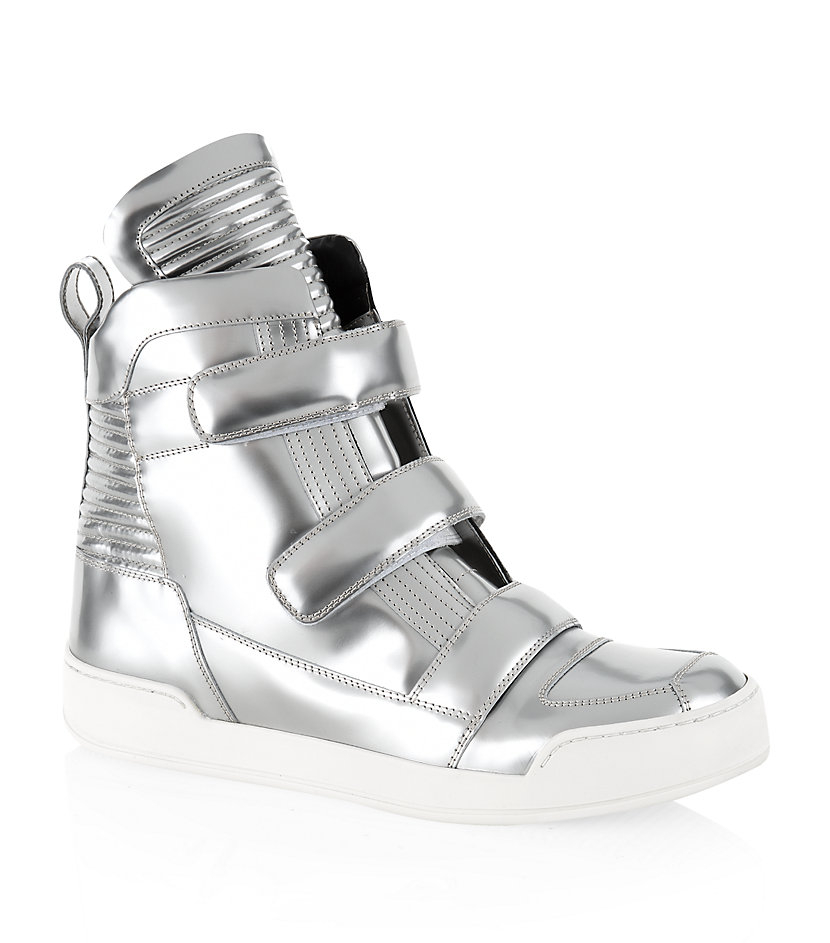 shiny high top sneakers