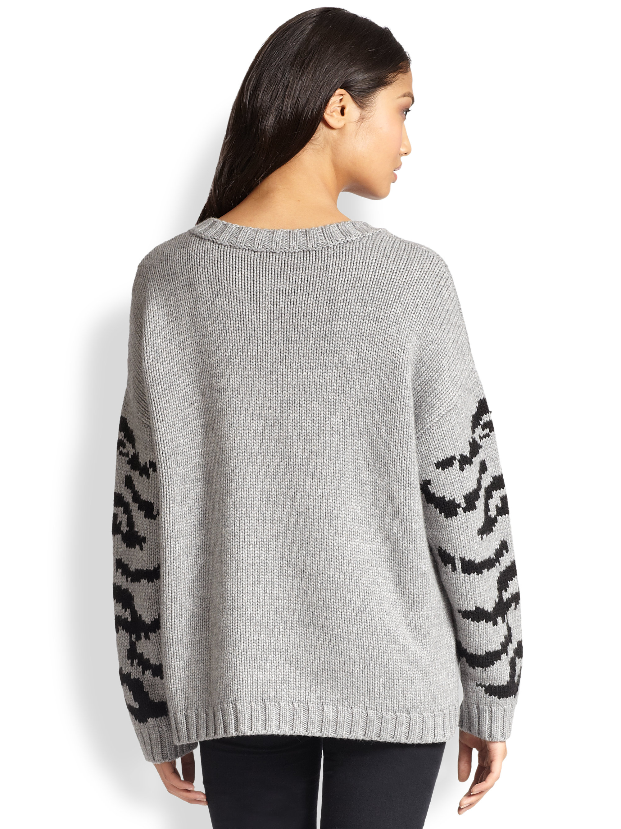 Autumn cashmere Oversized Tiger Sweater in Gray (NICKEL) Lyst