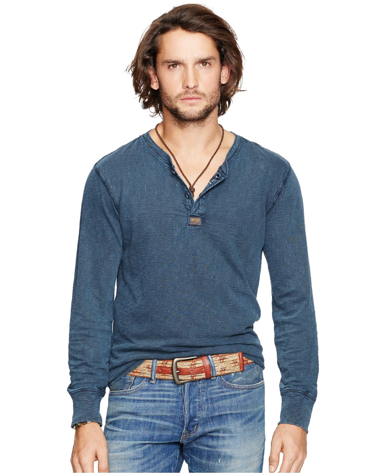Lyst Denim & Supply Ralph Lauren Indigo Slub Cotton Henley in Blue for Men