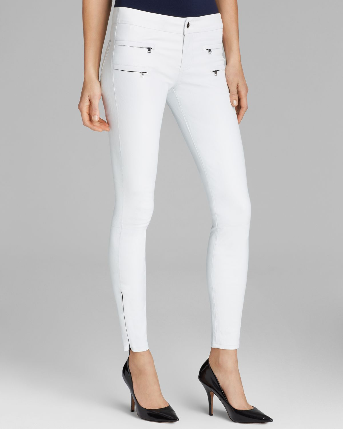 white leather skinny jeans