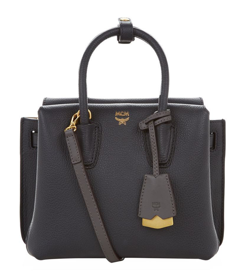MCM Leather Mini Milla Tote in Blue Lyst