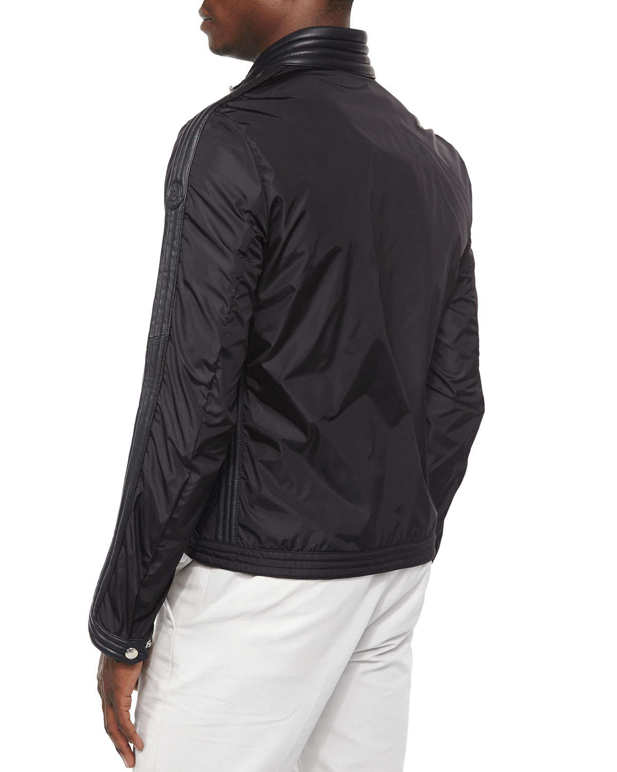 moncler daquin quilted front-zip nylon moto jacket black moncler daquin quilted front-zip nylon moto jacket black