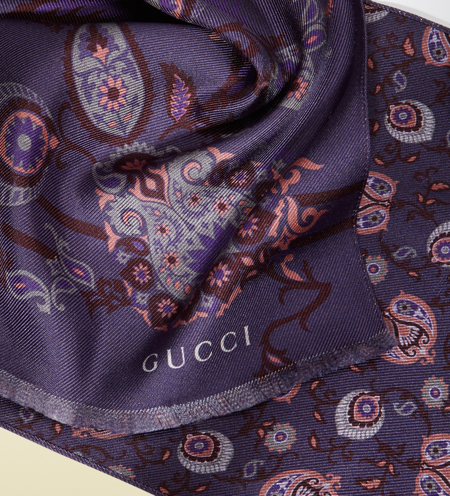 Gucci Paisley Print Doublesided Silk Scarf in Purple for Men Lyst