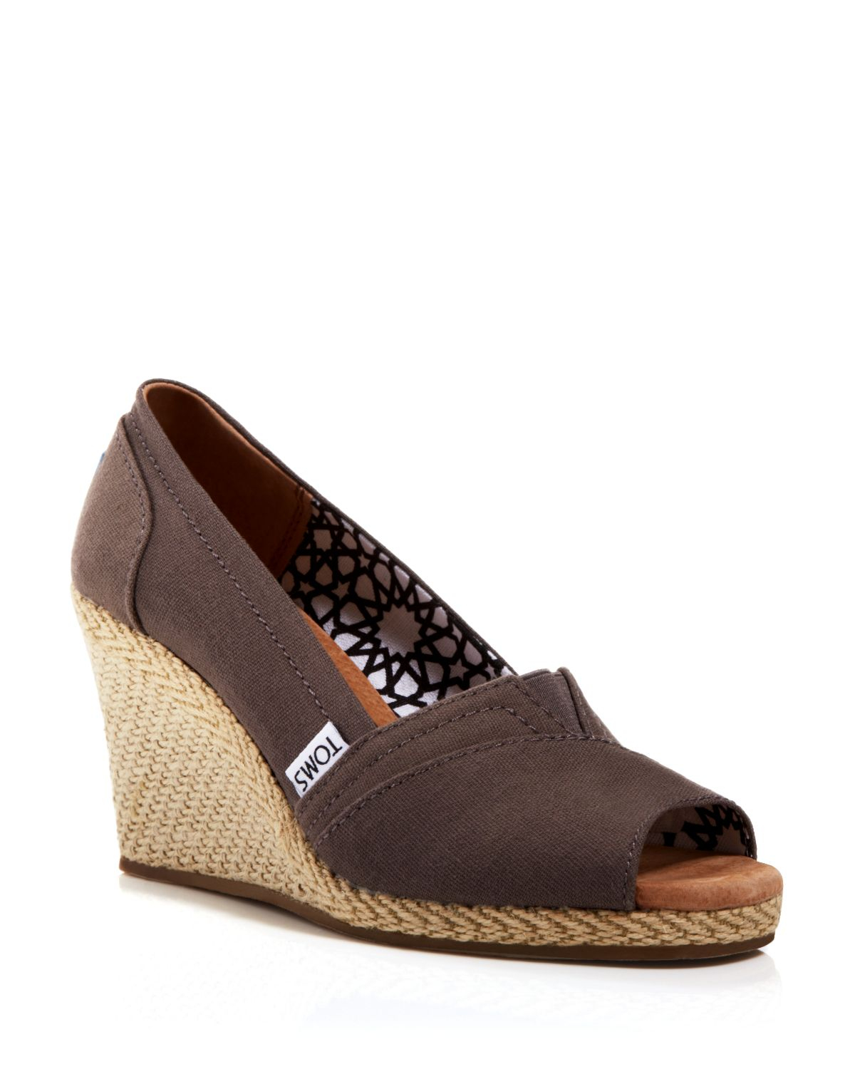 TOMS Espadrille Wedge Sandals - Classic in Brown - Lyst