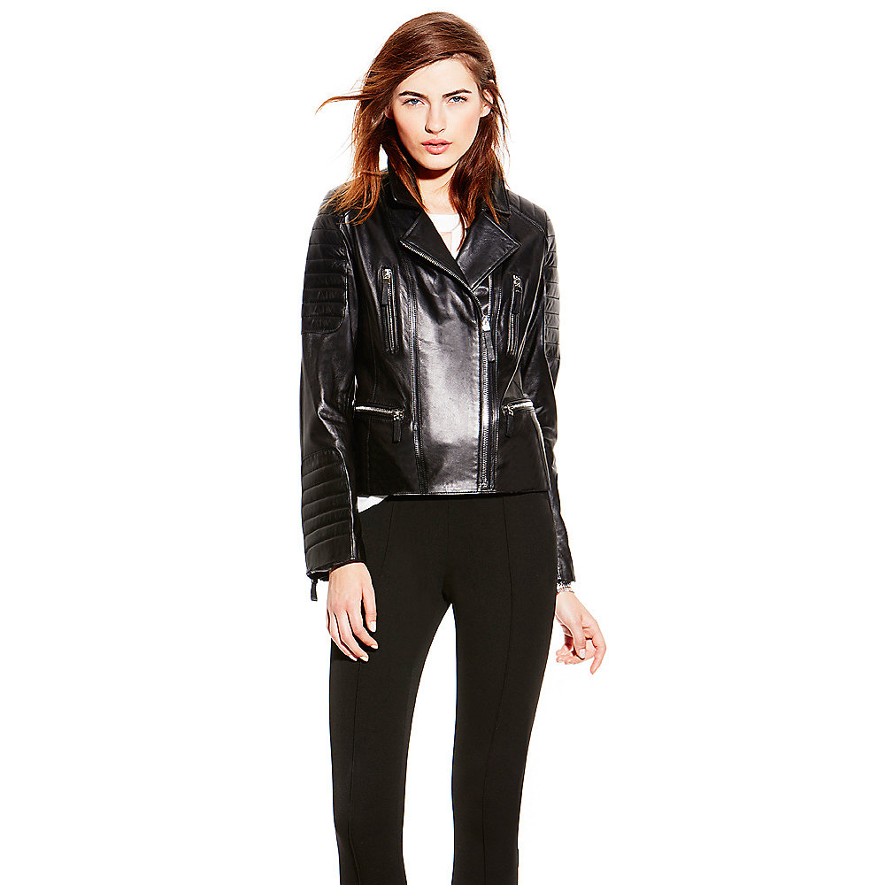 Vince camuto Leather Moto Jacket in Black (BLACK LEATHER