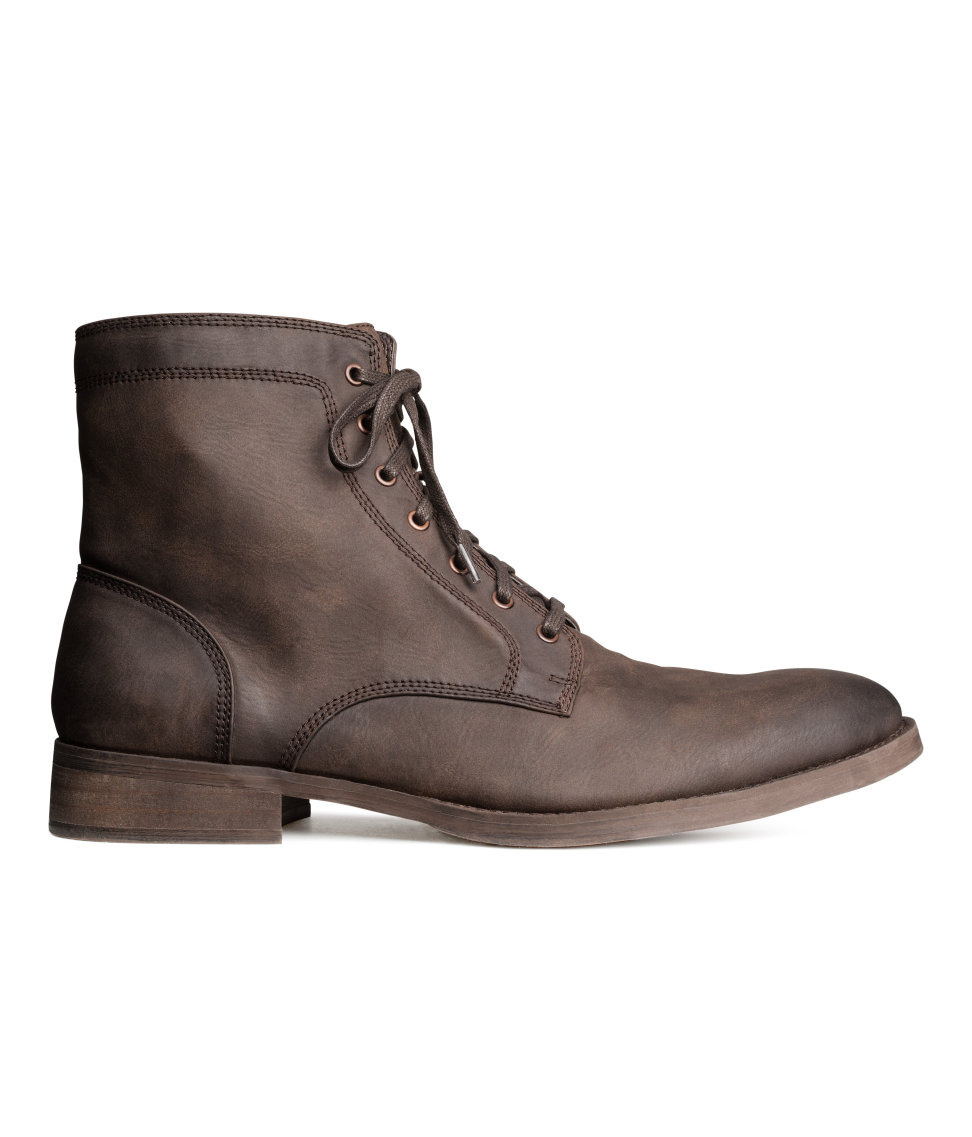 hm boots h m lace up boots in brown for lyst hm boots h m lace up boots in brown for lyst