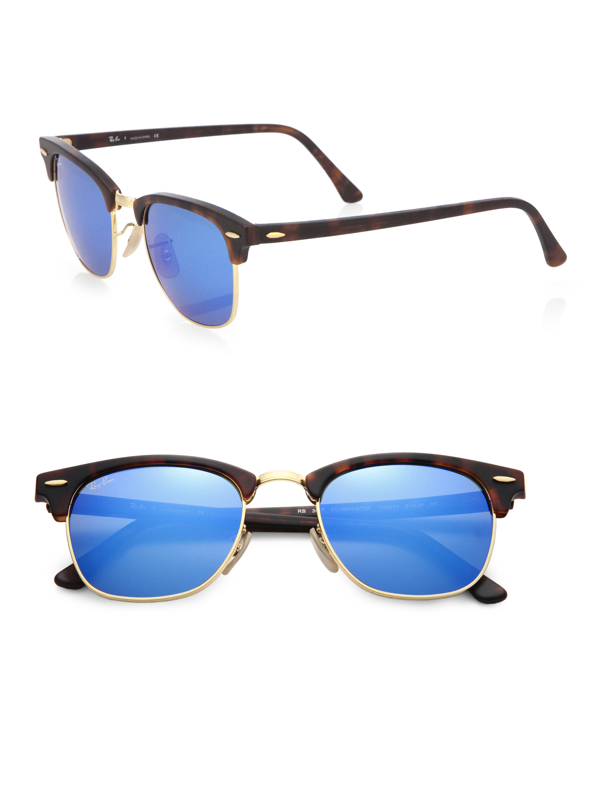 Rayban Clubmaster Flash Lens Sunglasses in Blue for Men Lyst