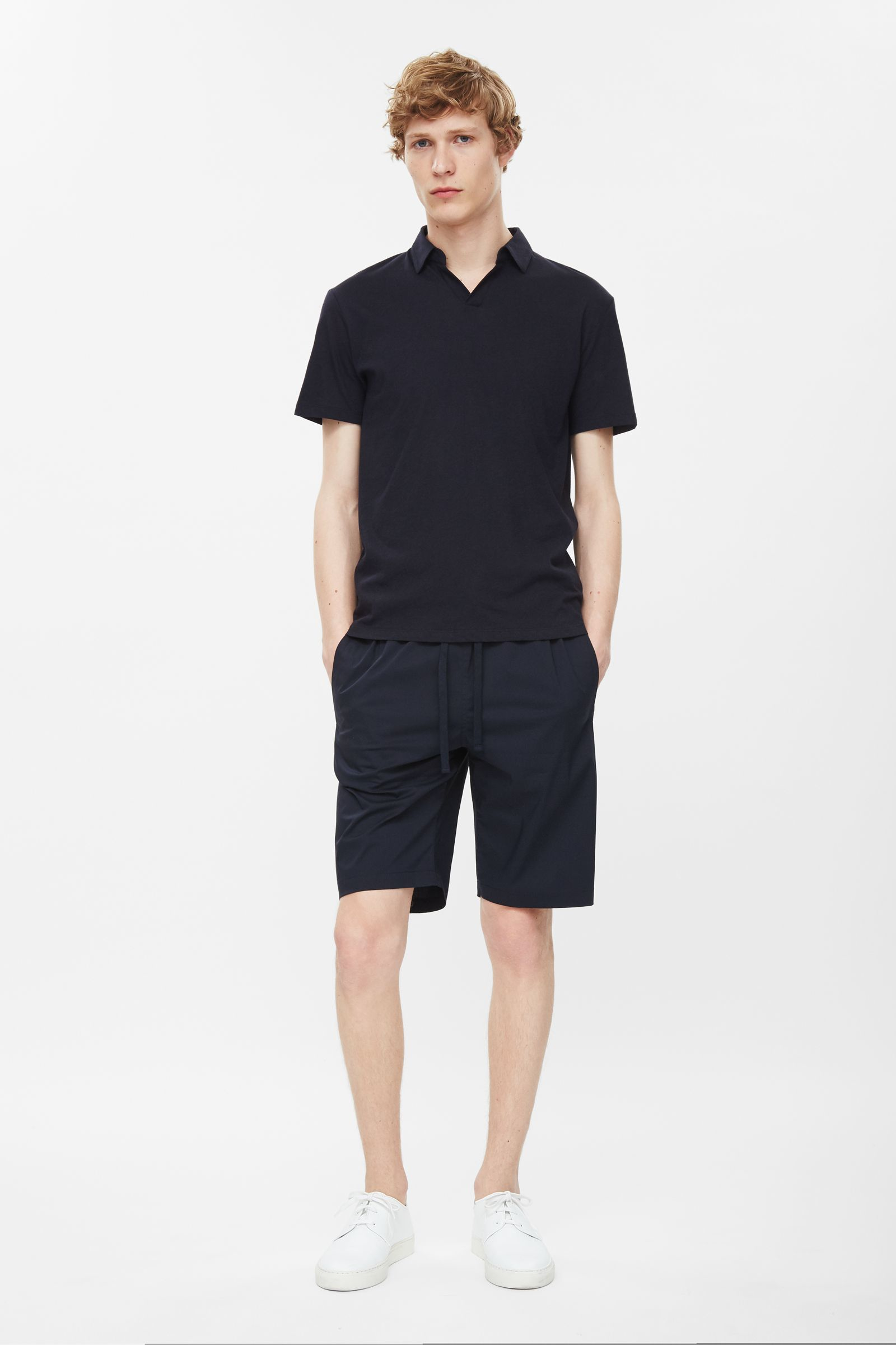 Cos Open-Neck Polo Shirt in Blue for Men (Navy) | Lyst
