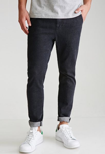 Forever 21 Clean Wash - Paneled Skinny Jeans in Black for Men | Lyst