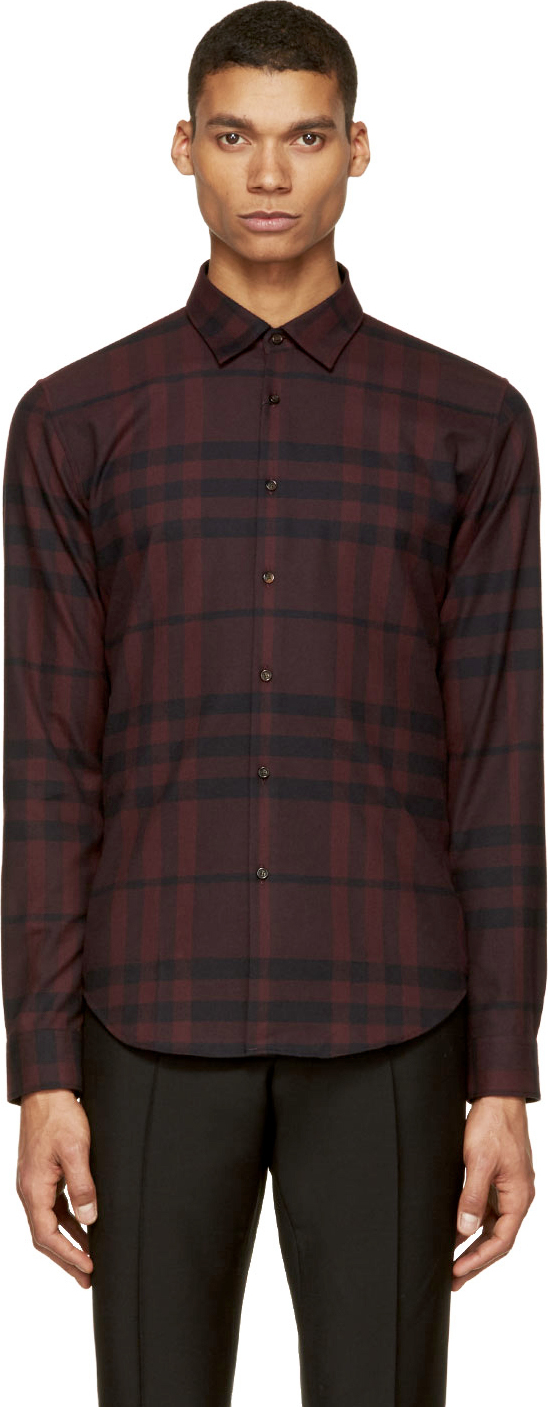 burgundy burberry shirt