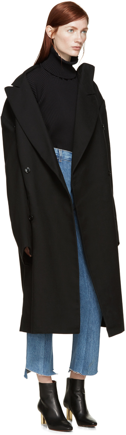 black oversized long coat