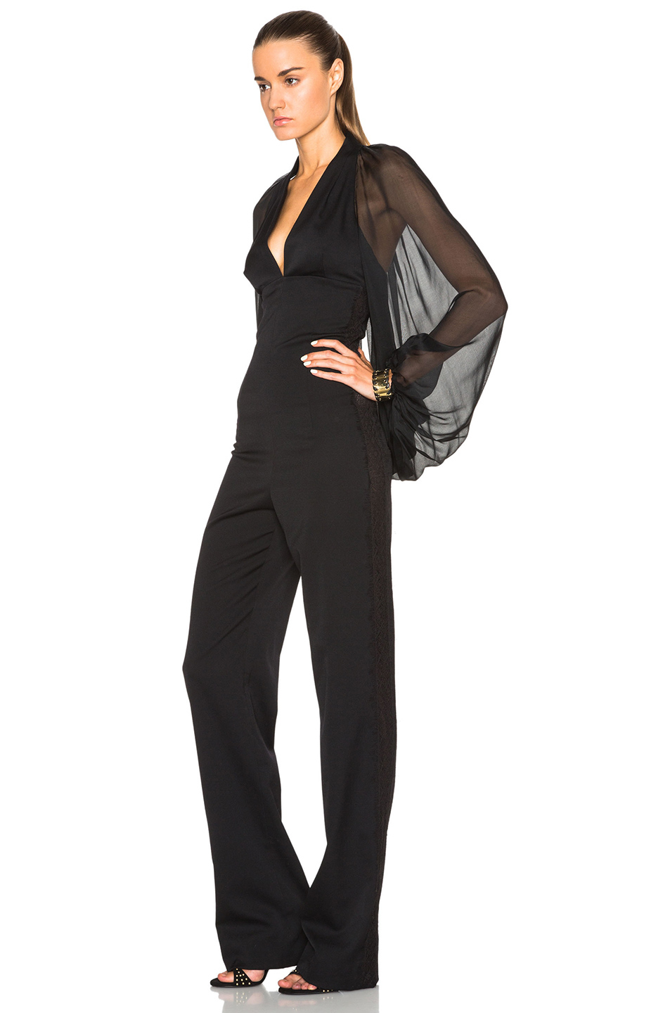 jumpsuit with chiffon sleeves
