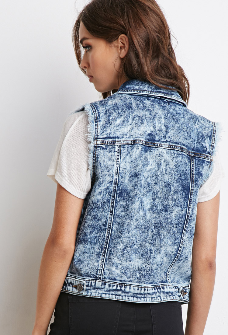 acid washed denim vest