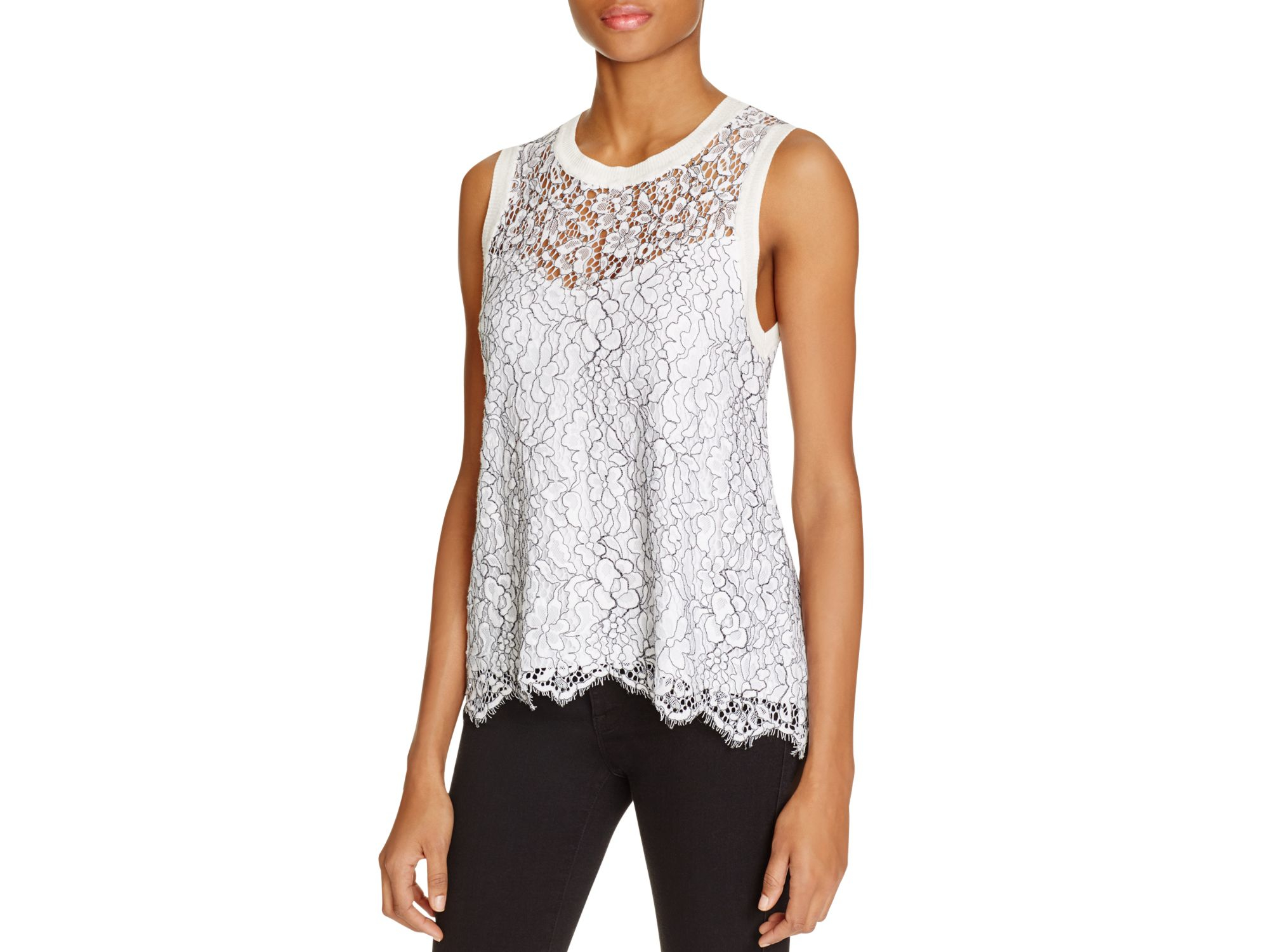 Lyst Generation Nia Lace Top In White lyst generation nia lace top in white