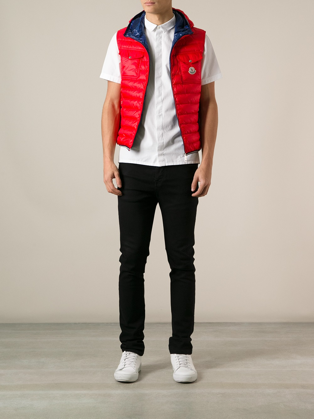 Moncler Gers Down Gilet in Red for Men - Lyst