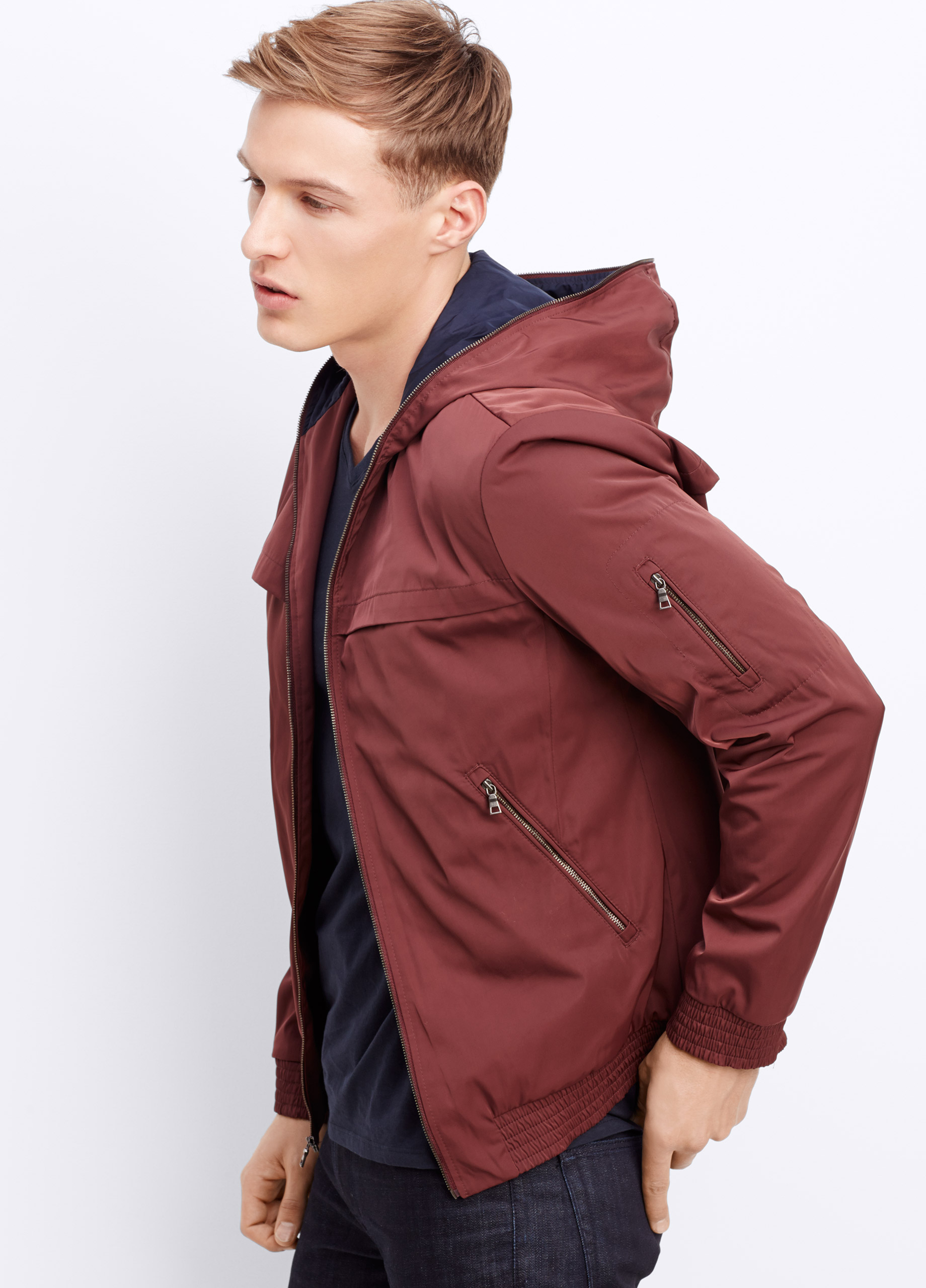 Download Vince Lightweight Hooded Bomber Jacket in Red for Men - Lyst